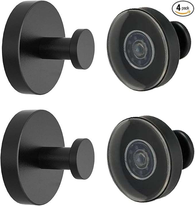 4 PCS Suction Cup Hooks for Shower Wall, Luxegrip No Drill Hook, Removable Reusable Stainless Steel Towel Hooks, Shower Hooks for inside shower, Kitchen, Glass Door, Window, Mirror, smooth tile