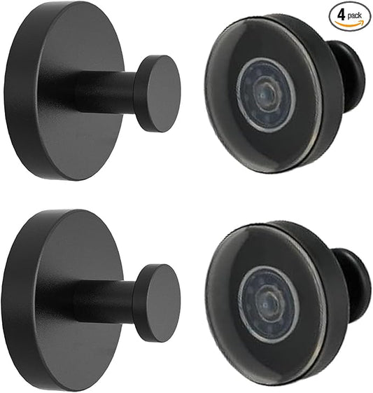 4 PCS Suction Cup Hooks for Shower Wall, Luxegrip No Drill Hook, Removable Reusable Stainless Steel Towel Hooks, Shower Hooks for inside shower, Kitchen, Glass Door, Window, Mirror, smooth tile