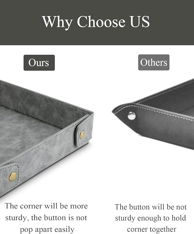 CASIRENA Father's Day Gifts Faux Leather Valet Tray Organizer for Men - Catch-All Tray for Entryway Table Key, Wallet, Watch, Coin Change, Phone, Dresser EDC Dump Jewelry, Bedside Nightstand Desk-top-NeatNest