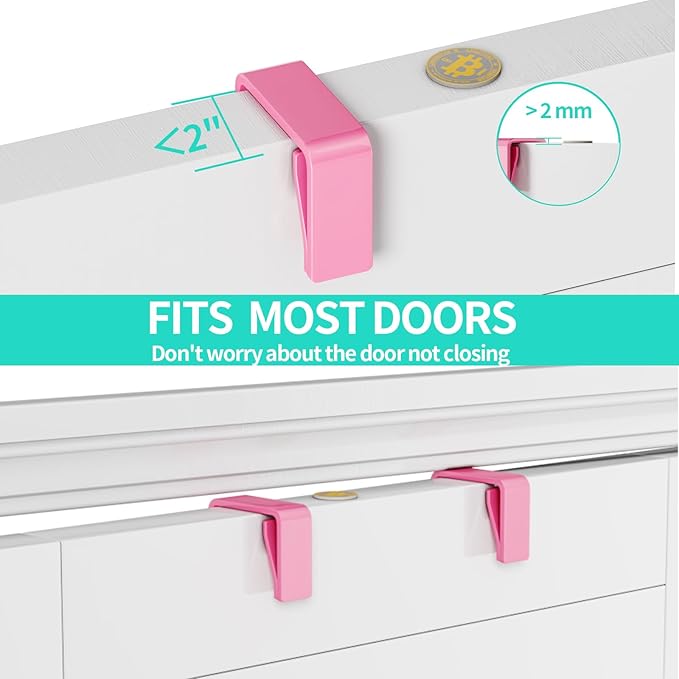 HapiRm Over Door Organizer Storage - Separable Door Organizer Hanging with 6 Metal Large Capacity Baskets for Bathroom Bedroom Kitchen Pantry Closet (Pink)