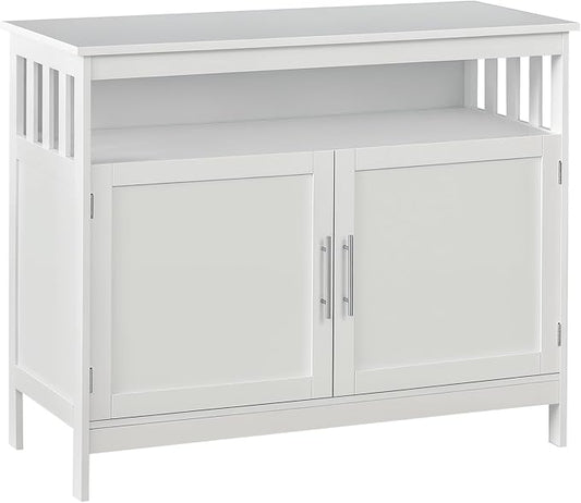 HOMCOM Sideboard Buffet Cabinet, Modern Coffee Bar Cabinet with 2-Level Shelf and Open Compartment, White-NeatNest