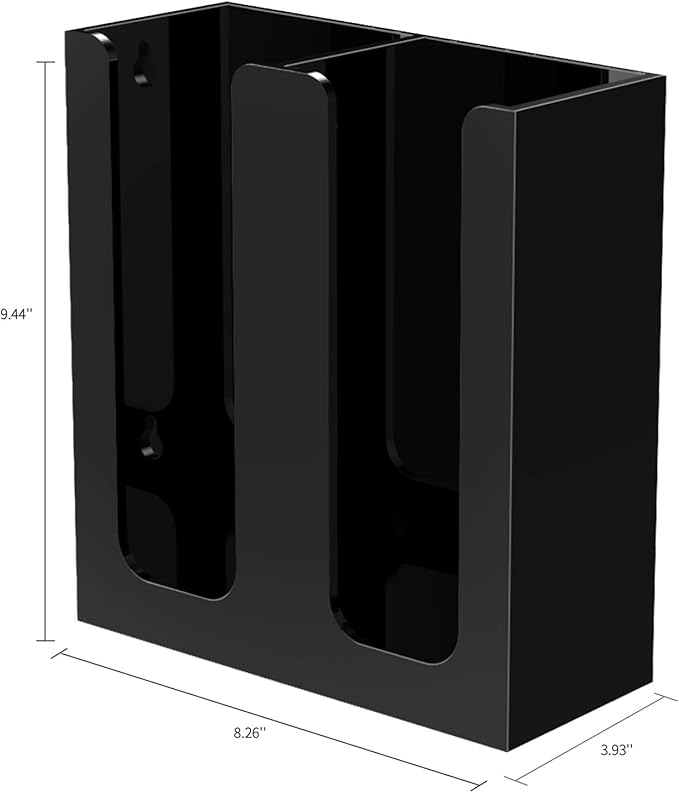 Richboom Acrylic Coffee Cup and Lid Storage Organizer Holder, 2 Compartments, Black-NeatNest