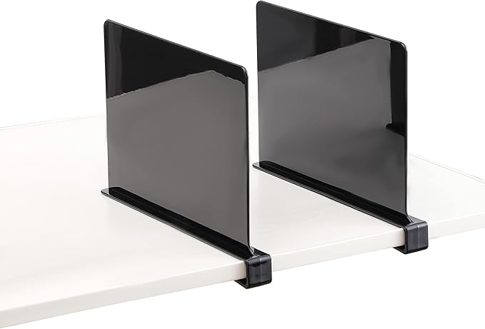 CY craft Acrylic Shelf Dividers for Closets,Wood Shelf Dividers, 2 PCS Black Shelf Separators,Perfect for Clothes Organizer and Bedroom Kitchen Cabinets Shelf Storage and Organization-NeatNest