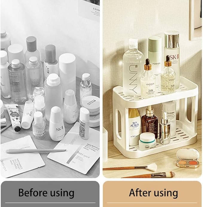 2-Tier Desk Organizers & Dispensers，Mail Holder for Office Desk Organization，Kitchen Spice Rack or Bathroom Countertop Organizer, Gift for Teachers, Classmates, and Friends,White-NeatNest