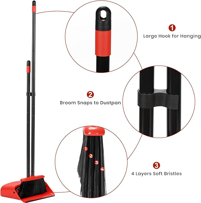 TreeLen Broom and Dustpan Set, 52 inch Broom and Dust Pan Combo for Home