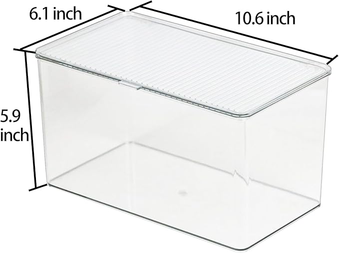 Clear Plastic Storage Bin with Lid, Organizer for Pantry, Office, Bathroom, Kitchen, Snack, Tea Bag, Coffee Container (Large)-NeatNest