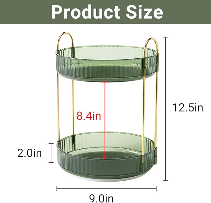 360 Rotating Makeup Organizer for Vanity,2 Tier Large Capacity Skincare Organizers,Bathroom Counter Organizer, Spinning Perfume Organizer & Vanity Organizer (Green-2 Tier)-NeatNest