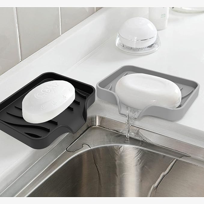 3 Pack Bar Soap Holder, Soap Dish for Shower, Easy to Clean, Soft Silicone Soap Holder, Self Draining Waterfall Soap Holder/Tray/Saver for Bathroom, Kitchen, Bathtub, Keep Soap Dry, Extend Soap Life-NeatNest