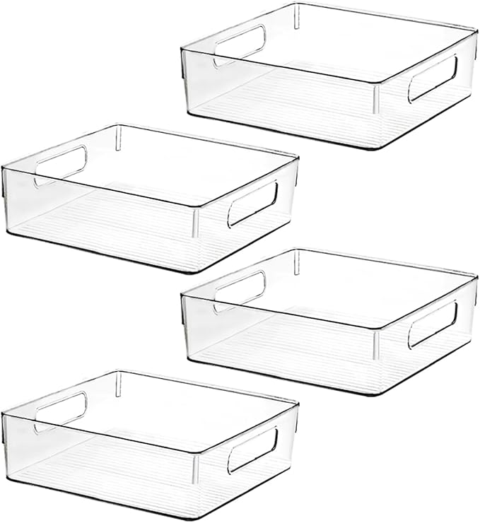 Clear Plastic Storage Bins, Pantry Organizers and Storage, Kitchen Organization and Storage Containers Bins for Organizing, Fridge, Freezer, Bathroom, Pantries, Medicine Cabinet Organizer Bin-NeatNest