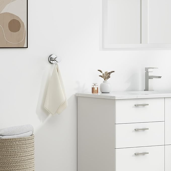 Angle Simple Single Bath Towel Hook, SUS304 Stainless Steel Round Coat Hook Wall Mounted, Robe Hanger for Kitchen Bathroom Polished Chrome