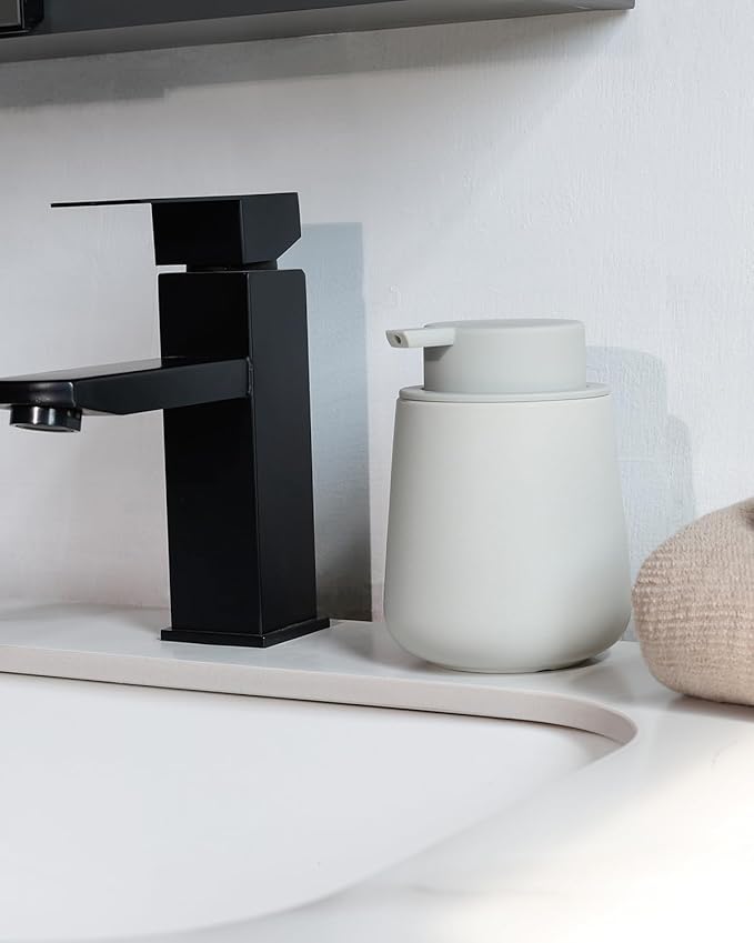 Bosilunlife Soap Dispenser Bathroom - Grey Ceramic Soap Dispenser Lotion Hand Pump Dish Soap Bottle for Kitchen 12oz Refillable Liquid Hand Wash Dispenser for Bathroom-NeatNest