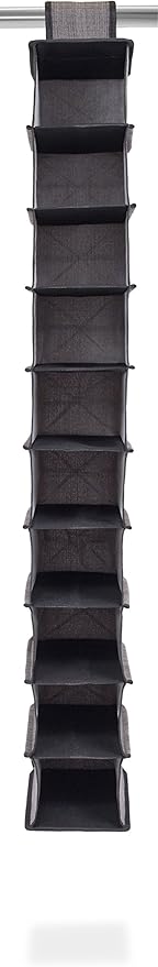 Internet’s Best 10 Tier Hanging Shoe Organizer - Narrow Shelf Closet Shoe Rack - Footwear Storage - Grey-NeatNest