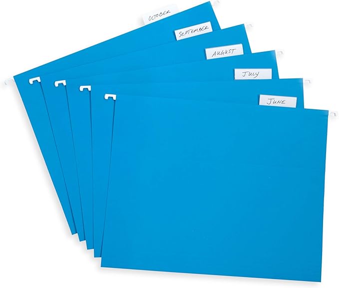 Blue Summit Supplies Hanging File Folders, 25 Reinforced Hang Folders, Designed for Home and Office Color Coded File Organization, Letter Size, Blue, 25 Pack-NeatNest