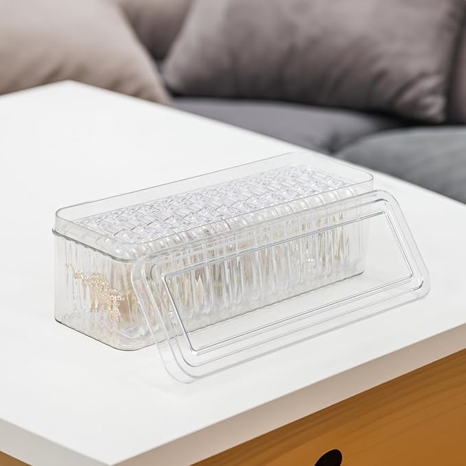 Clear Travel Jewelry Organizer Box, Rectangular Plastic Storage Container with 15 Sturdy Portable Small Cases for Organizing Beads, Crafts, Earrings, Rings, Necklaces, Small Parts in Drawer-NeatNest