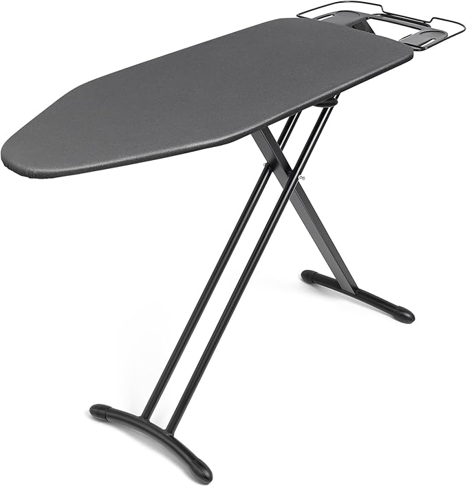 Duwee 17"x46" Ironing Board Full Size,Deluxe Ironing Board with Steam Iron Rest,Heat Resistant Cover and Thicken Felt Pad, Adjustable Height,Heavy Sturdy Legs,Black