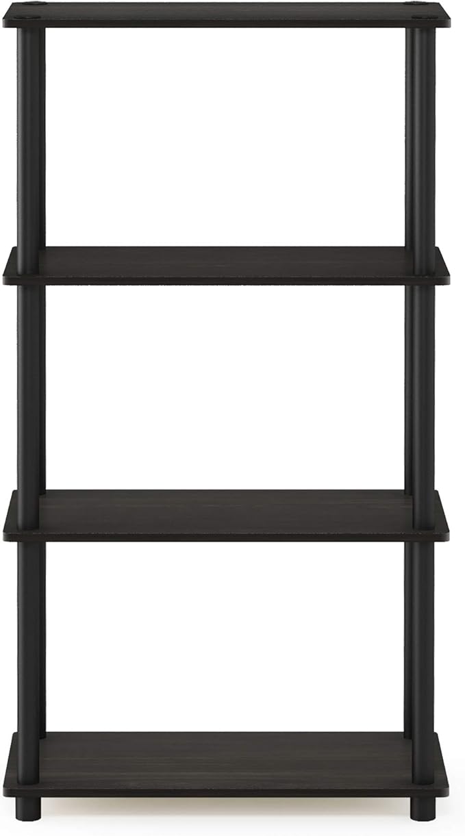 Furinno (99557EX/BK) Turn-N-Tube 4-Tier Multipurpose Shelf Display Rack - Espresso/Black-NeatNest