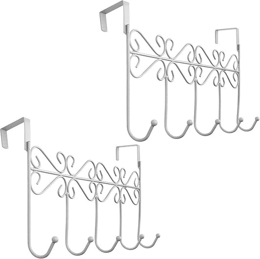 Over The Door Hooks,Door Hook,Door Hooks for Hanging,Door Hanger 2 Pieces, White