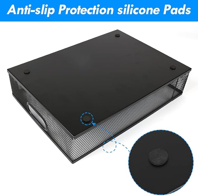 Desk Drawer Organizer, A4 Large Metal Mesh Desk Rrganizer Tray, Versatile Storage Box Set for Office Home Supplies,13 x 9 inches-NeatNest