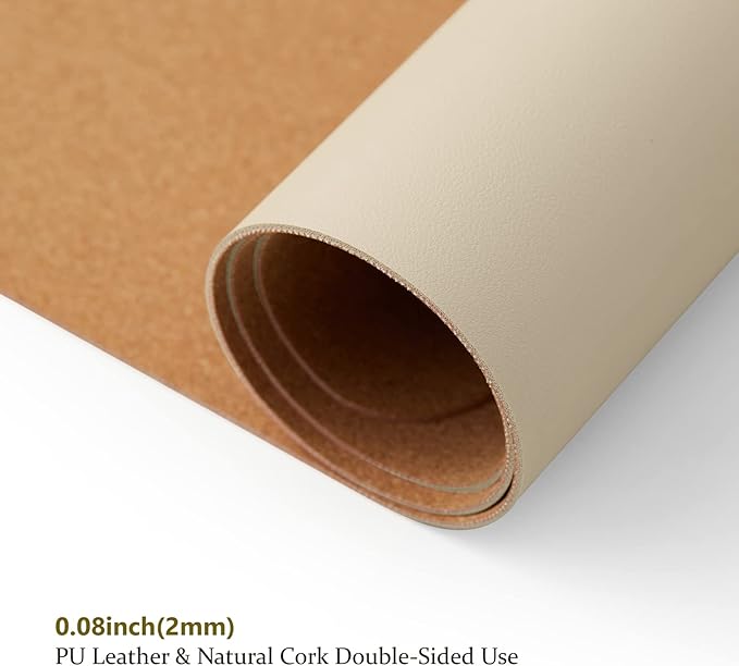 Cork Desk Mat - Small Dual-Sided Desk Pad for Office and Home - Desk Organization and Accessories - Ideal for Large Mouse Pad and Small Desk Mats on Top of Desks(Beige,23.6"x 13.8")-NeatNest