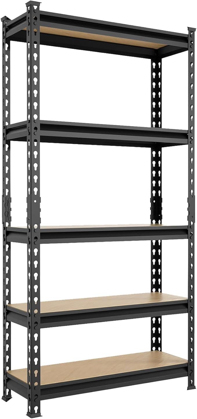 BIG RED Storage Shelving Unit, 5-Tier Adjustable, Heavy Duty Metal Garage Shelves/Utility Rack for Kitchen, Pantry, Basement, Bathroom, Laundry - 2,000 lbs Capacity, Black, 72" H x 35" W x 12" D-NeatNest