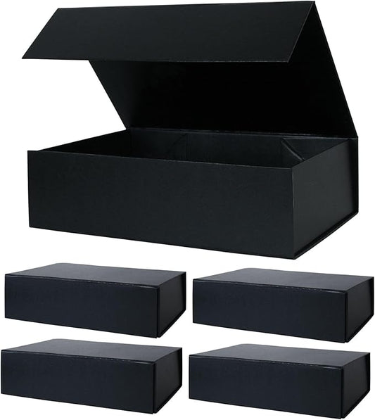 Aimyoo Galaxy Black Magnetic Gift Boxes with Lids 10.5x7x3 in, Medium Bridesmaid Groomsman Proposal Box, Rectangle Collapsible Box for Present Graduation Birthday Storage 5 Pack-NeatNest