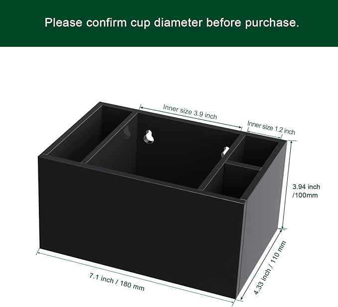 Cup Holder With Marker Slot, Party Dispenser Acrylic Organizer, Mark Your Drink Caddy, Modern Bar Counter Decor, Black-NeatNest