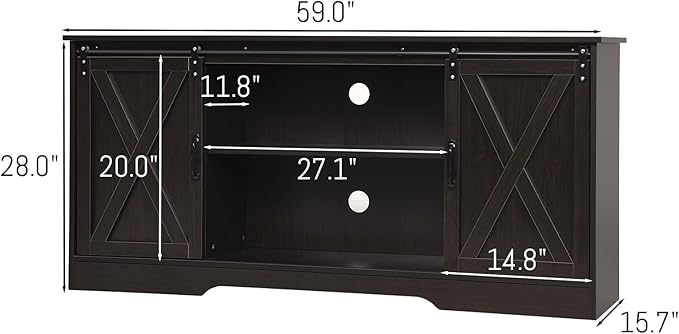 4 EVER WINNER Farmhouse TV Stand for 65+ Inch TV, Espresso Entertainment Center for 65 Inch TV, Modern Farmhouse Television Stands for TVs up to 70, Espresso TV Stand for Flat Screens 65-NeatNest