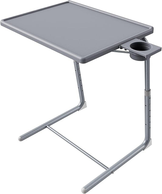 Adjustable TV Tray Table - TV Dinner Tray on Bed & Sofa, Comfortable Folding Table with 6 Height & 3 Tilt Angle Adjustments (Gray)-NeatNest