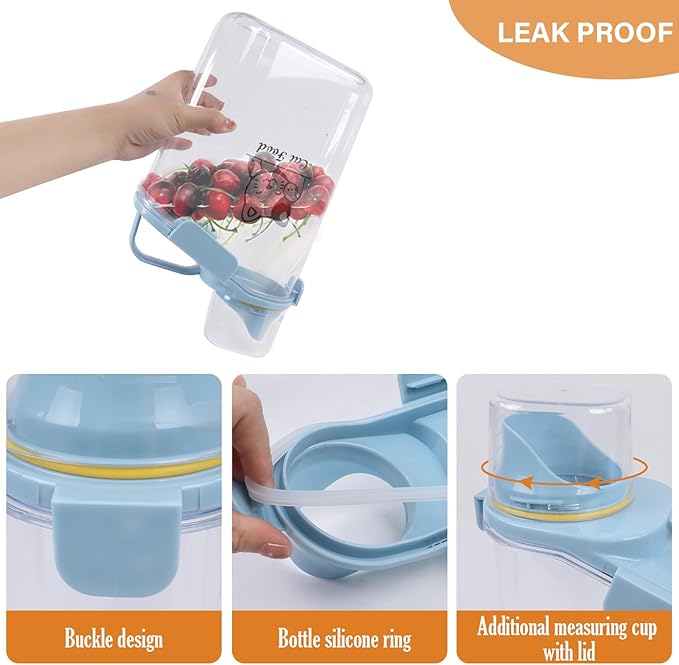 Cat Food Storage Container Airtight |3 Qt/2.8 L Clear Plastic Cat Puppy Food Treats Container with Measuring Cup|Hold up to 3.8lbs Pet Food|Portable Food Containers for Travel|BPA Free-Blue-NeatNest