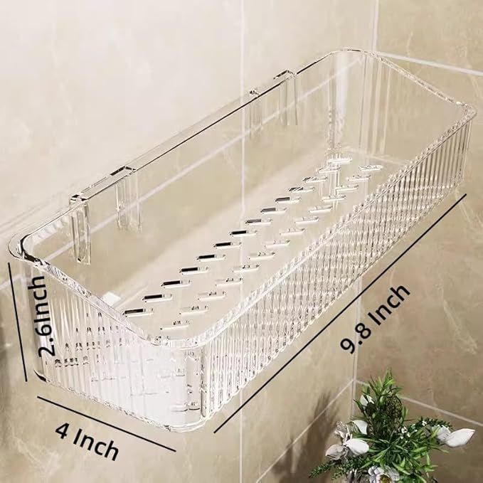 2 Pcs Wall Mounted Shower Caddy, Adhesive Bathroom Caddy Shelf Organizer Makeup Organizer Storage Bins for Bathroom Kitchen