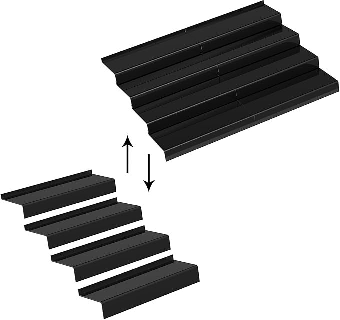 Acrylic Spice Drawer Organizer Rack Adjustable From 12 Inch to 24 Inch Wide, 4 Tier Spice Organizer Shelf for Kitchen Drawer Display, Kitchen Spice Rack Tray for Drawer-NeatNest