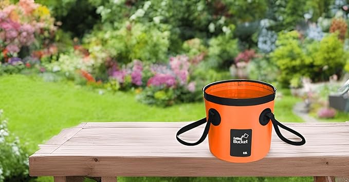 BANCHELLE Collapsible Bucket Water Container Portable Folding Camp Wash Basin for Outdoor Traveling Hiking Fishing Car Washing Gardening Camping (Orange, 12L)-NeatNest