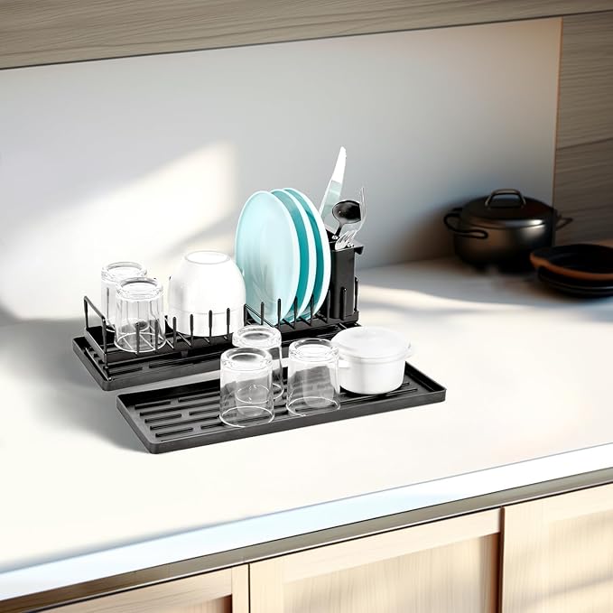 Cup Drying Rack Glass Water Bottle Dish Drying Dryer Rack Long Kitchen Sink Counter Drainer Over Tray Plate Forks Cups Spoons Organizer-NeatNest