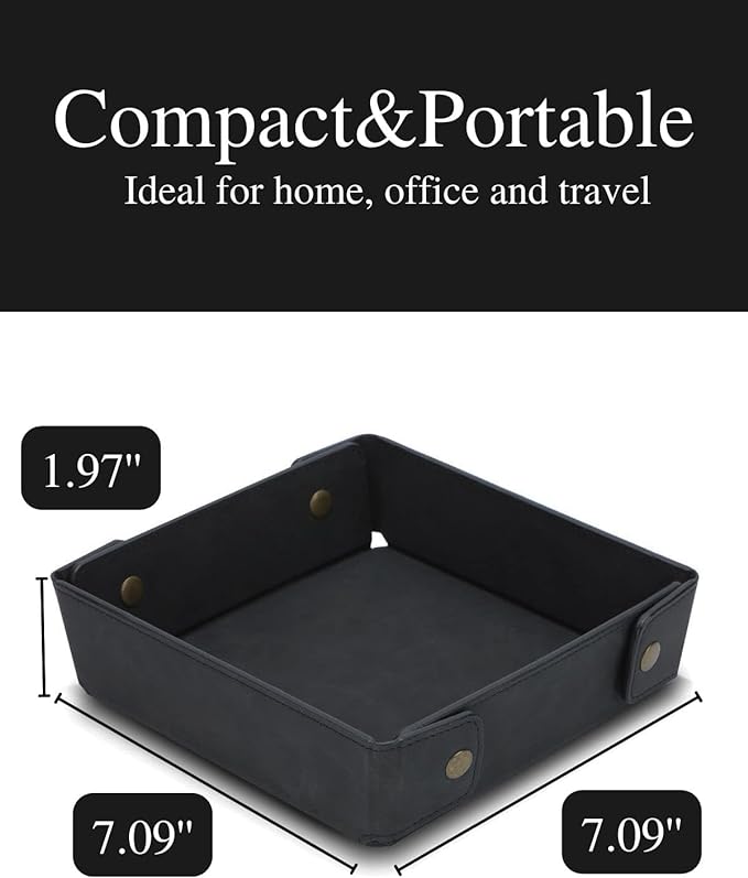 CASIRENA Father's Day Gifts Faux Leather Valet Tray Organizer for Men - Catch-All Tray for Entryway Table Key, Wallet, Watch, Coin Change, Phone, Dresser EDC Dump Jewelry, Bedside Nightstand Desk-top-NeatNest