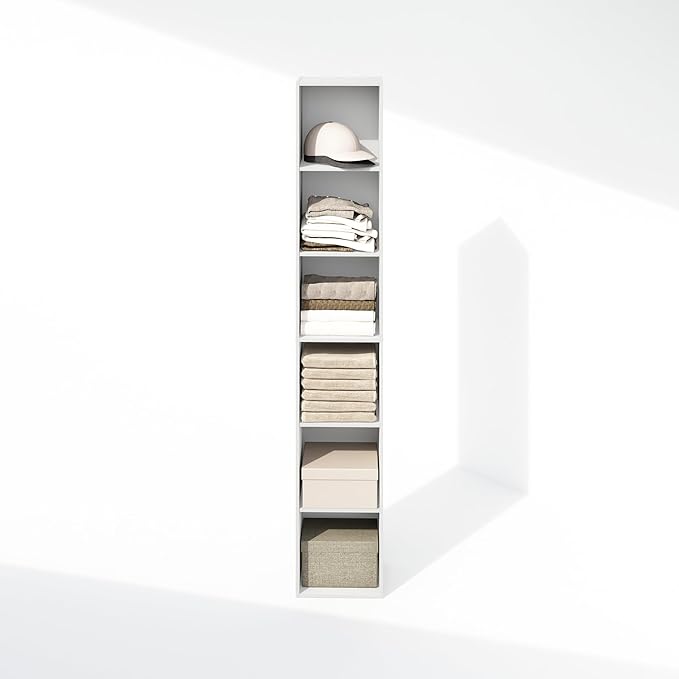 Furinno Luder 6-Tier Multipurpose Clothing & Closet Storage Organizer Shelf, White-NeatNest