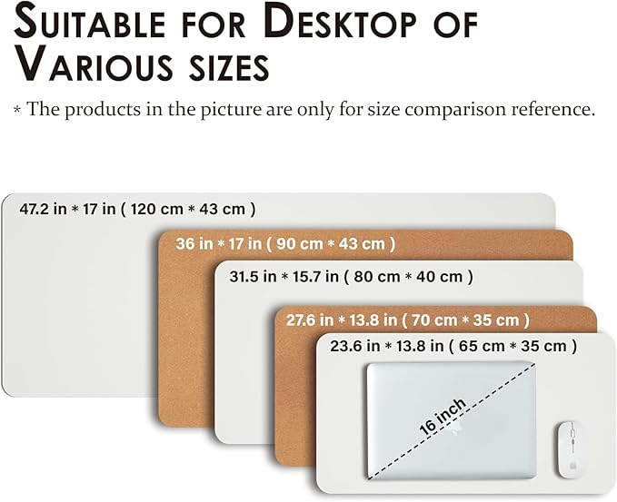 Cork Desk Mat - Dual-Sided Desk Pad for Office and Home - Desk Organization and Accessories - Ideal for Large Mouse Pad and Desk Mats on Top of Desks(White,80cmx 40cm)-NeatNest