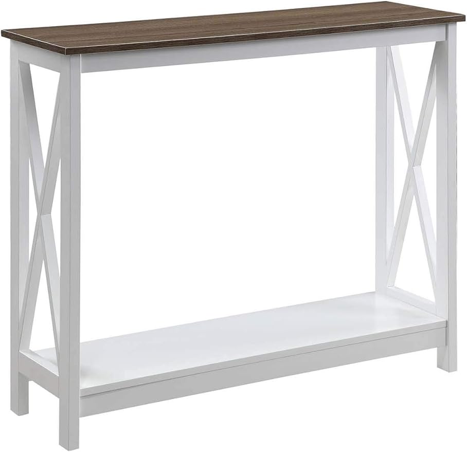 Convenience Concepts Oxford Console Table 39.5" - Sofa Table with Storage Shelf, Transitional Entryway Hall Table for Living Room and Bedroom, Display Foyer Table, Driftwood/White-NeatNest
