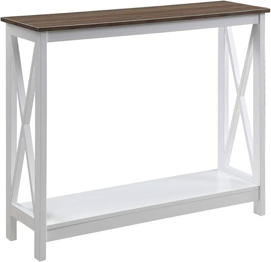 Convenience Concepts Oxford Console Table 39.5" - Sofa Table with Storage Shelf, Transitional Entryway Hall Table for Living Room and Bedroom, Display Foyer Table, Driftwood/White-NeatNest