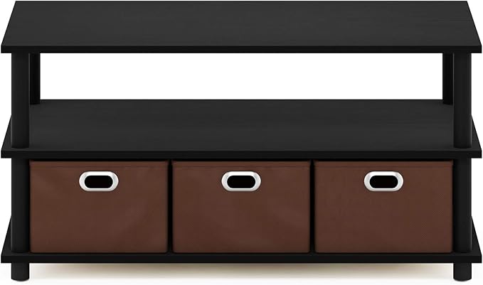 FURINNO Turn-N-Tube Coffee Table, 31.22D x 15.5W x 15.8H in, Black Oak/Black/Brown-NeatNest