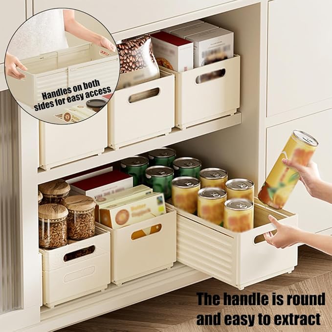 Foldable Storage Bins, 2 Pack Plastic Expandable Boxes for Organizing, Adjustable from 11-18.8" Drawer Organizers Separators Dividers for Bedroom Kitchen Utensils Tools Closet, Large-NeatNest