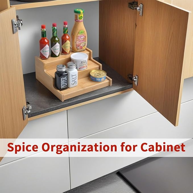 2 Pack Spice Rack Organizer for Cabinet - Enhance Spice Organization for Cabinet with Practical Spice Shelf Organizer for Cabinet & Efficient Cabinet Spice Organizer-NeatNest