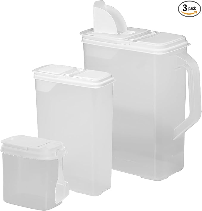 Buddeez Cereal Buddy Food Storage Dispenser - Multi-Size, BPA Free Plastic Containers with EZ Grip Handle, Scoop, and EZ Pour Spout, 8 QT, Set of 3.-NeatNest