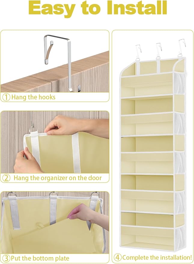 1 Pack Over The Door Storage Organizer with 5 Pockets 10 Mesh Pockets, 44 lbs Weight Capacity Door Hanging Organizers and Storage for Bedroom,Bathroom,Nursery,Kidroom,Babyroom-NeatNest