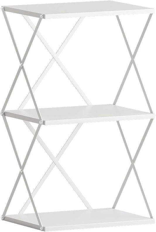 3-Tier End Table Small Side Table Tall Bedside Night Stand with Storage Sofa Side desks for Living Room Bedroom Office Bathroom Small Space White ET-03W