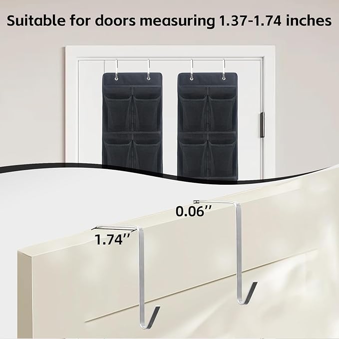 Over The Door Shoe Organizer, 14 Large Mesh Pockets Hanging Shoe Rack for Closet Organizers and Storage, 2-pack (black)-NeatNest