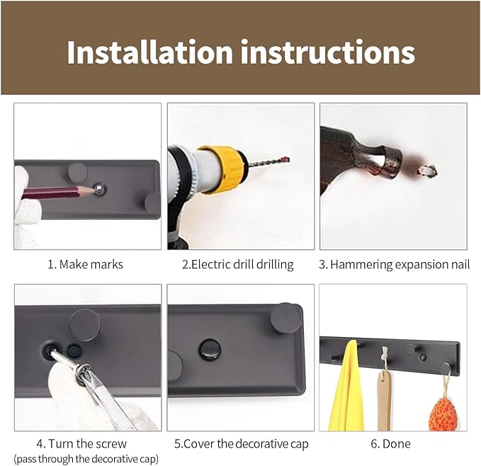 Coat Hooks for Wall, Coat Rack Wall Mounted, White Cloths Hooks with 5 Round Hooks for Bathroom, Entryway, Bedroom-NeatNest