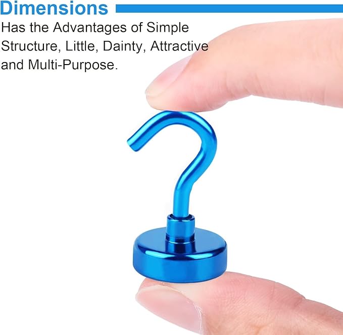 DIYMAG Magnetic Hooks, 30Lbs Strong Heavy Duty Cruise Magnet S-Hooks for Classroom, Fridge, Hanging, Cabins, Grill, Kitchen, Garage, Workplace and Office etc, (20 Pack-Blue)-NeatNest