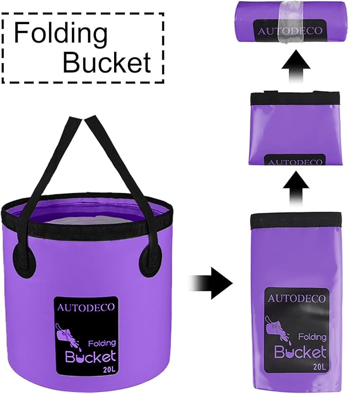 AUTODECO Collapsible Bucket 5 Gallon Container Folding Water Bucket Portable Wash Basin 20L-NeatNest