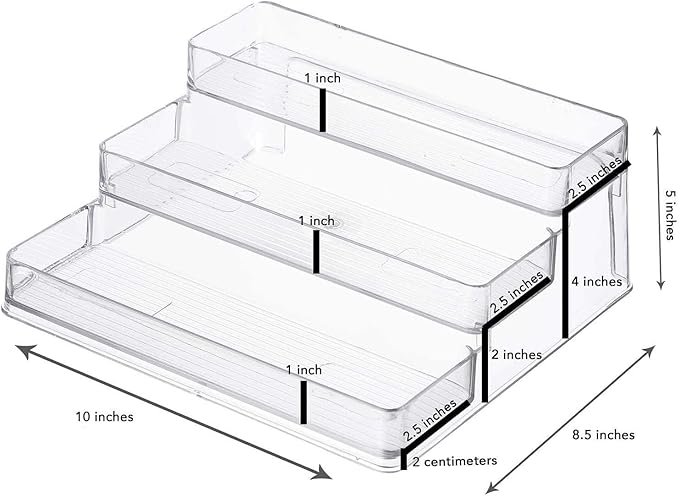 Home Intuition 3-Tier Spice Rack Step Shelf Cabinet Organizer, Clear (2)-NeatNest
