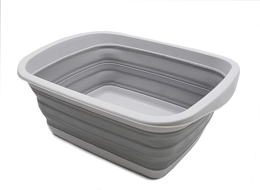 SAMMART 10L (2.6 Gallon) Collapsible Tub-Foldable Dish Tub-Portable Washing Basin-Space Saving Plastic Washtub (Grey, 1)-NeatNest